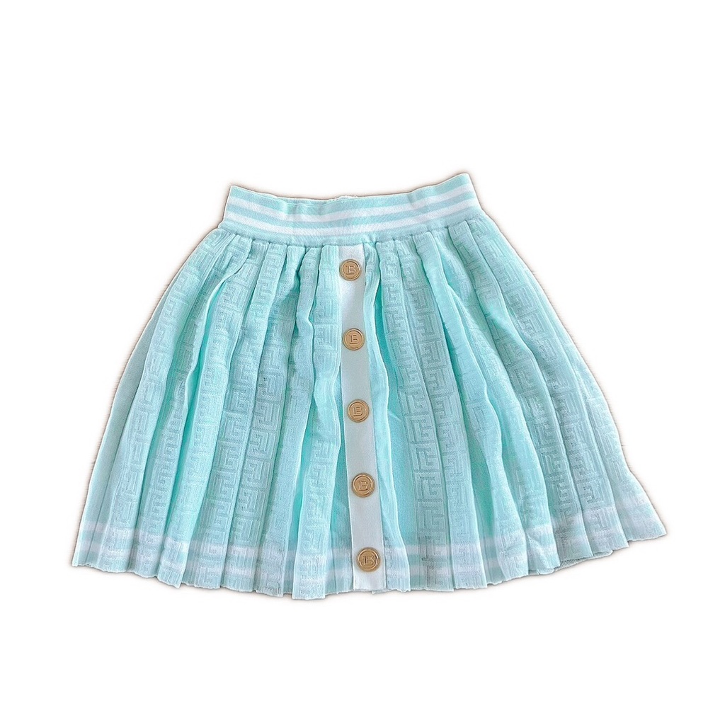 Authentic Balmain Light Blue Pleated Skirt